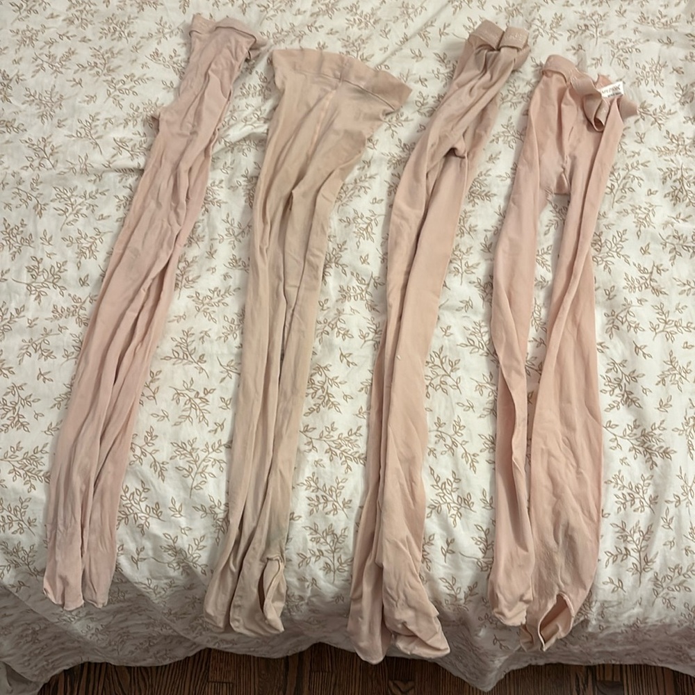 4 pairs of worn pink capezio ballet tights